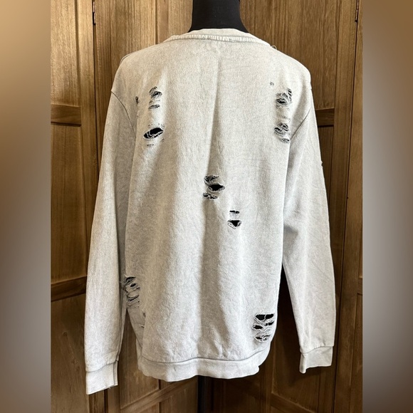 Women's CCK Style Distressed Gray Crewneck Sweater with Tiger - Picture 3 of 6
